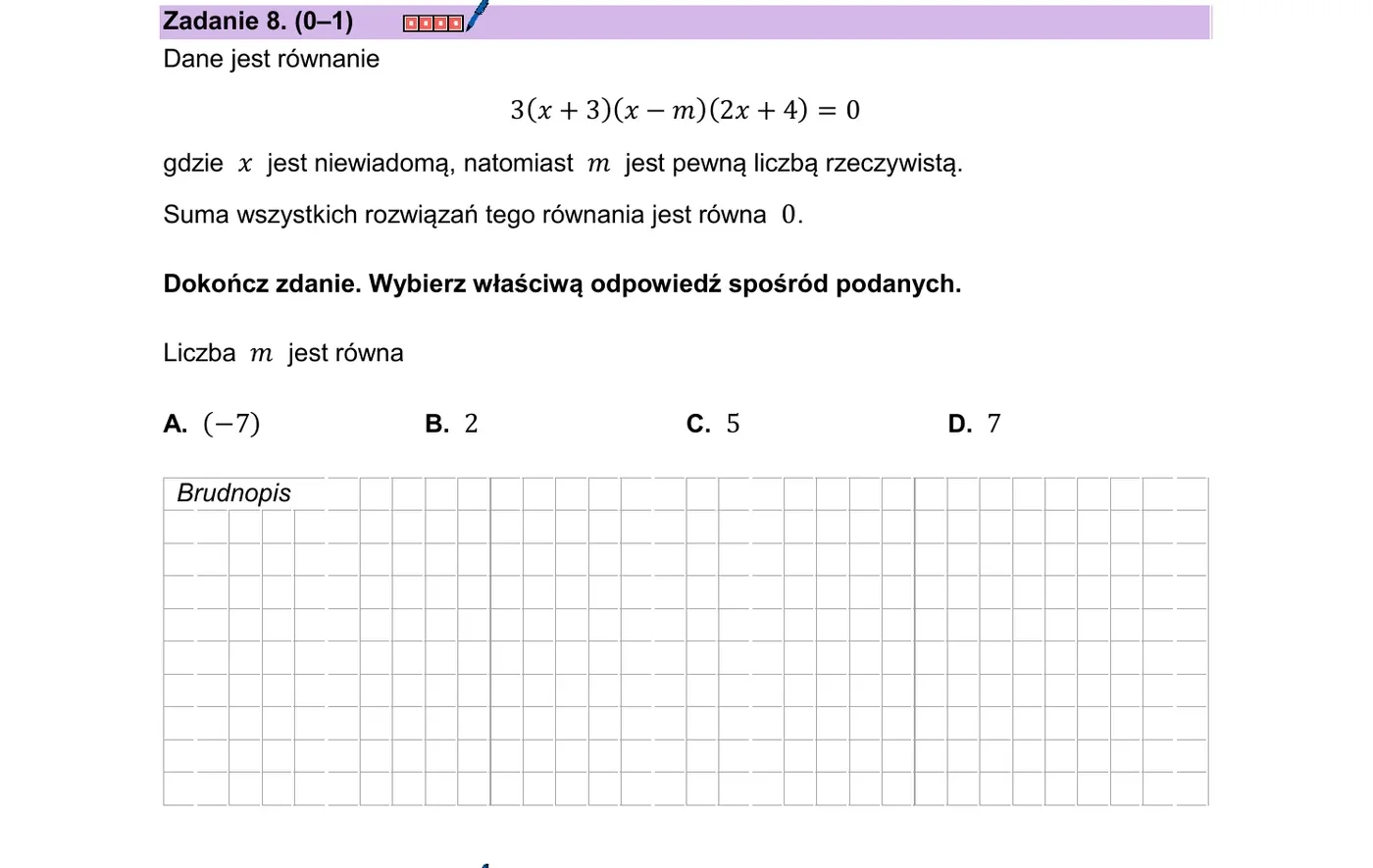 Zadanie 8 - równanie iloczynowe z parametrem
