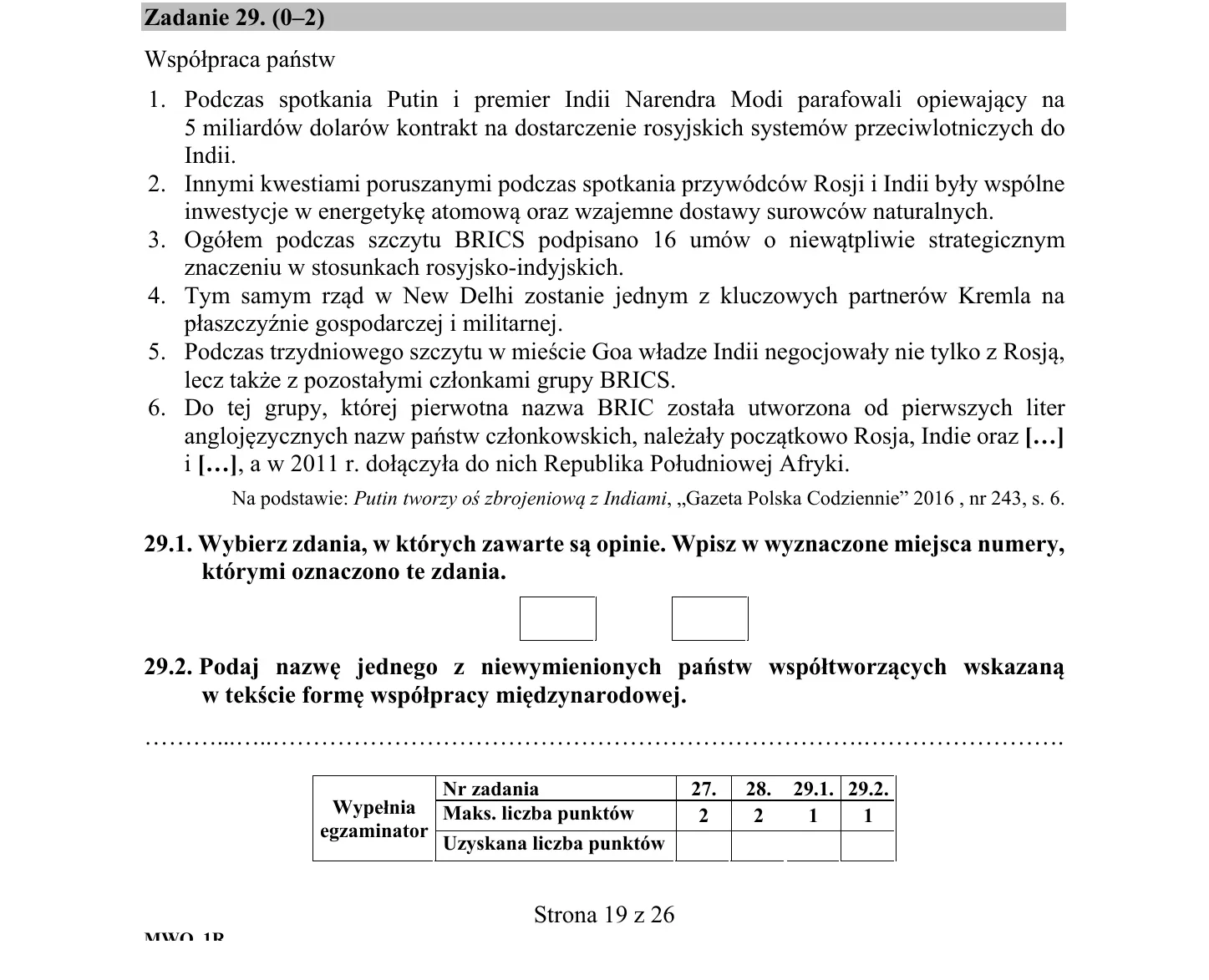 Zadanie 29 - WOS 2018 PR