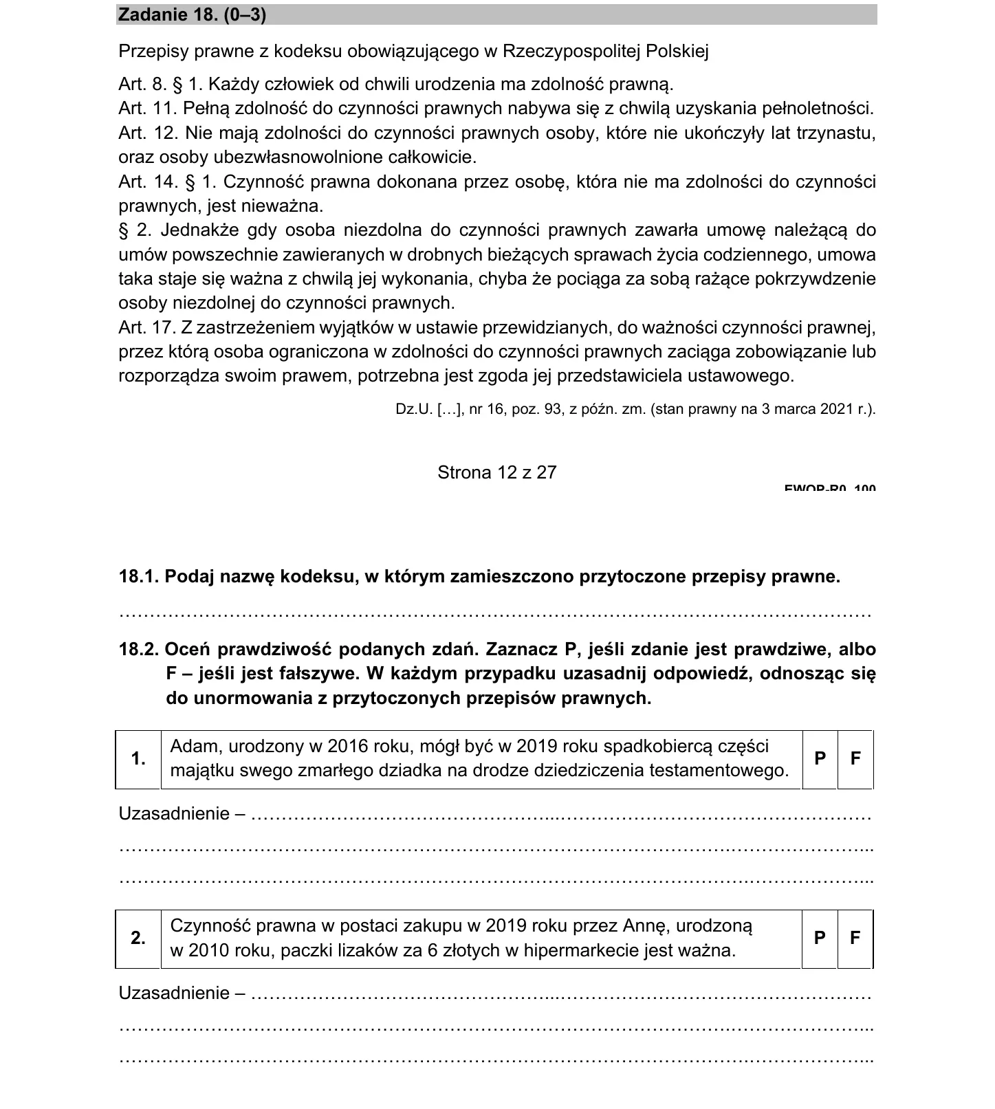 WOS PR 2021, zadanie 18