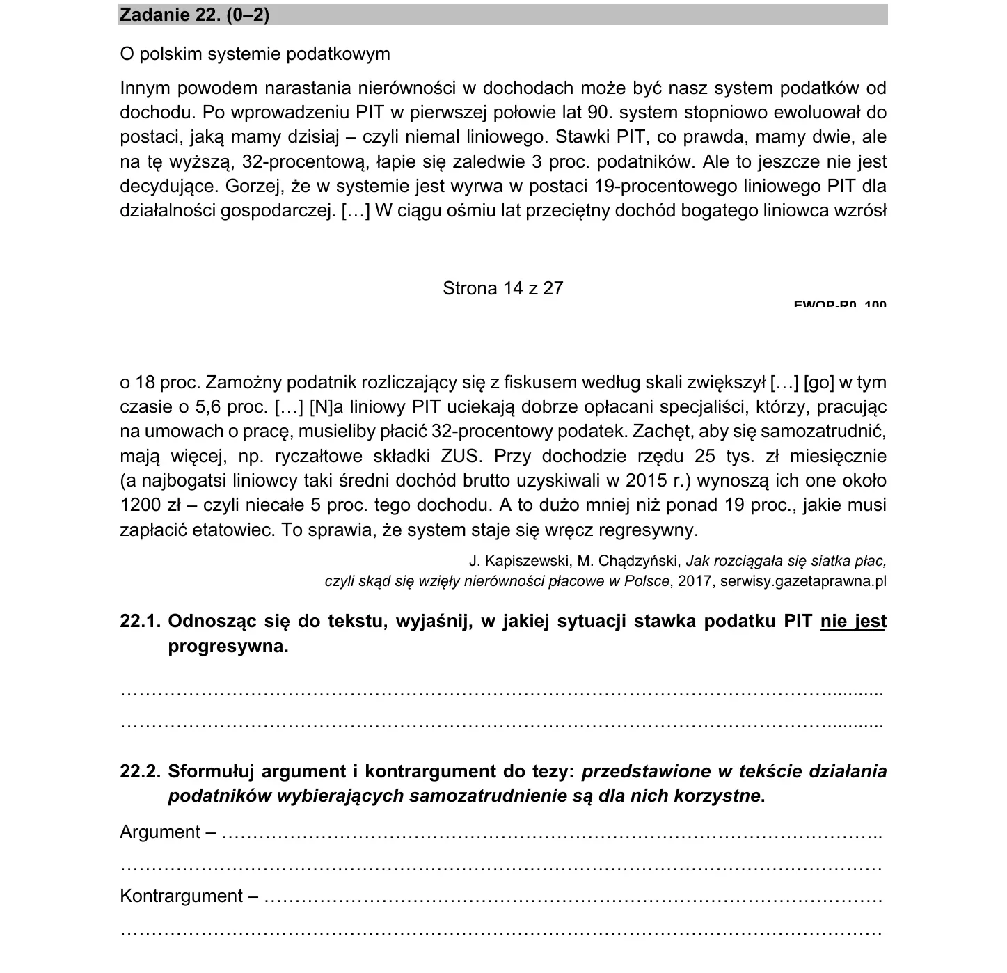 WOS PR 2021, zadanie 22