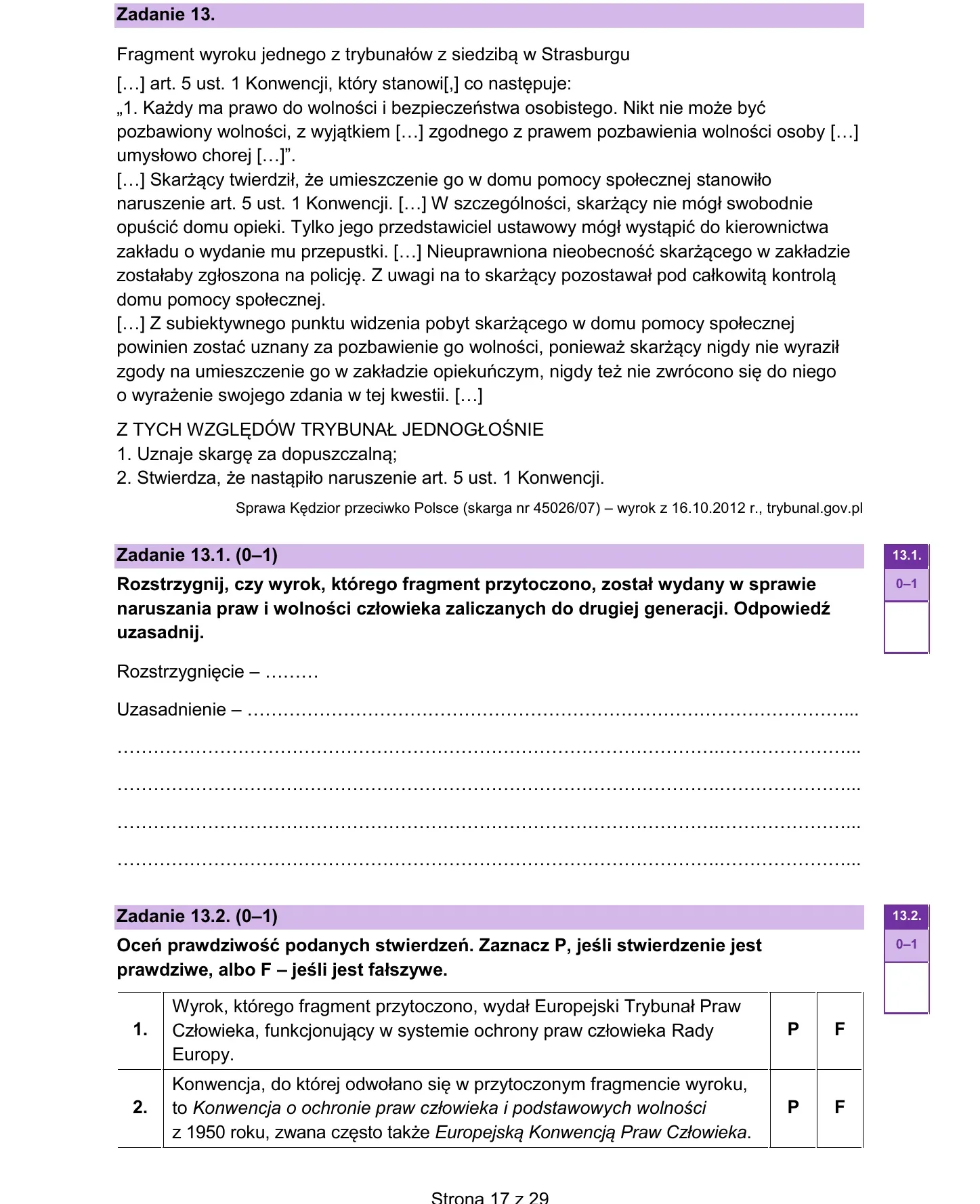 Zadanie 13 — WOS 2023, poziom rozszerzony, arkusz CKE
