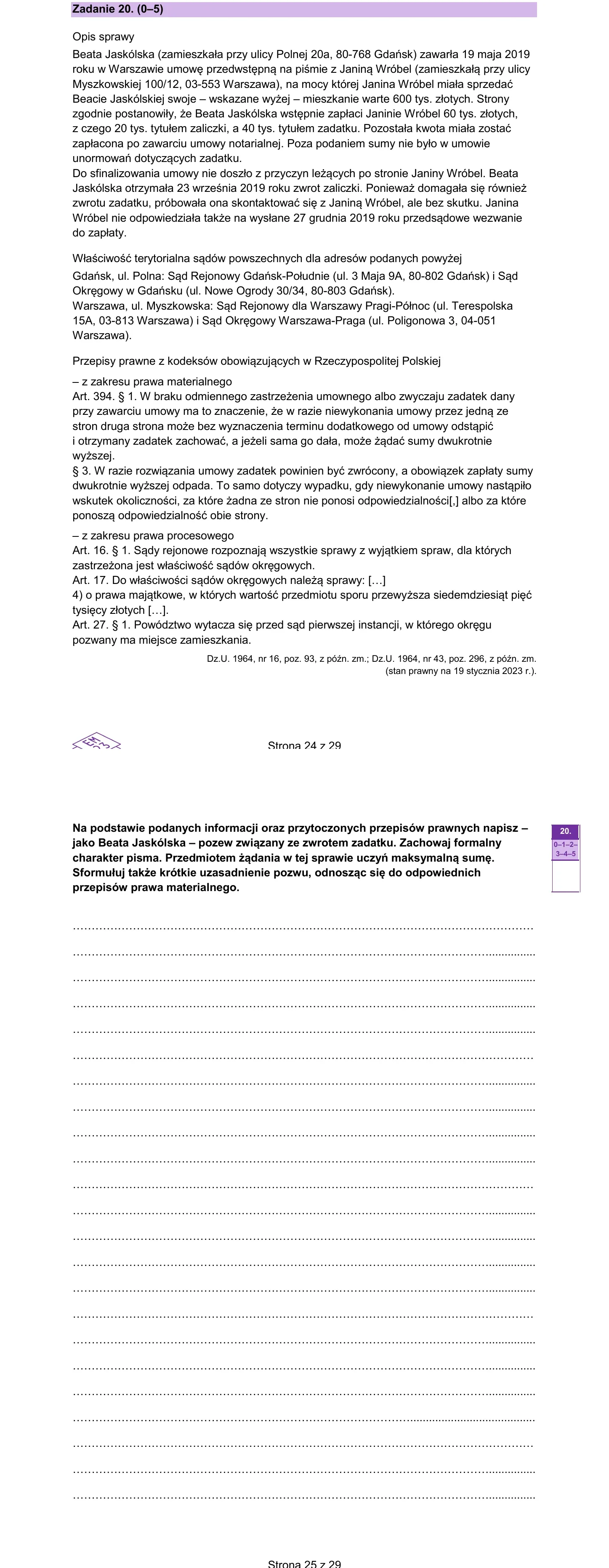 Zadanie 20 — WOS 2023, poziom rozszerzony, arkusz CKE