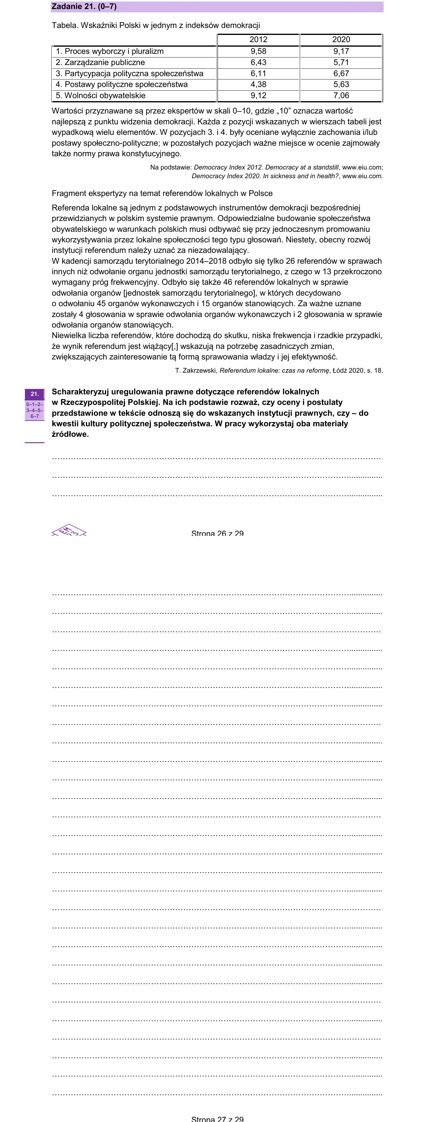 Zadanie 21 — WOS 2023, poziom rozszerzony, arkusz CKE