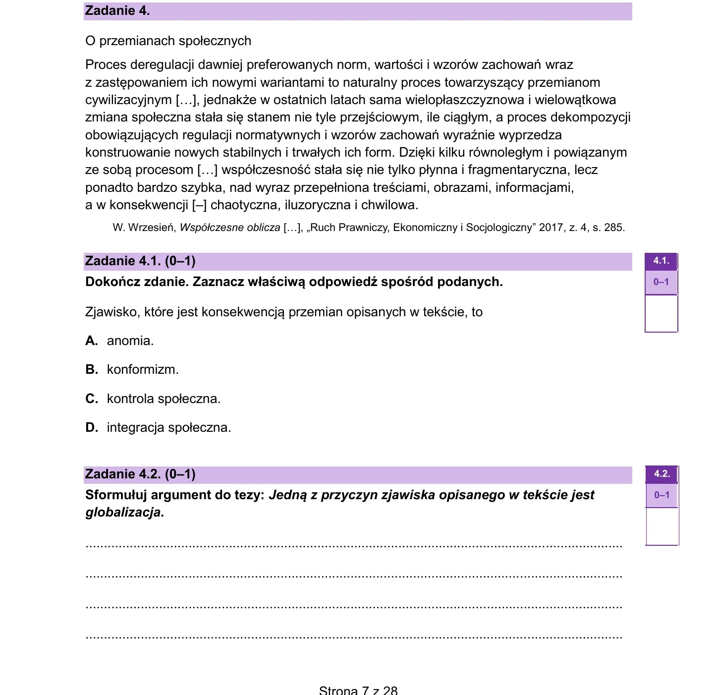 Zadanie 4 — WOS 2024, poziom rozszerzony, arkusz CKE