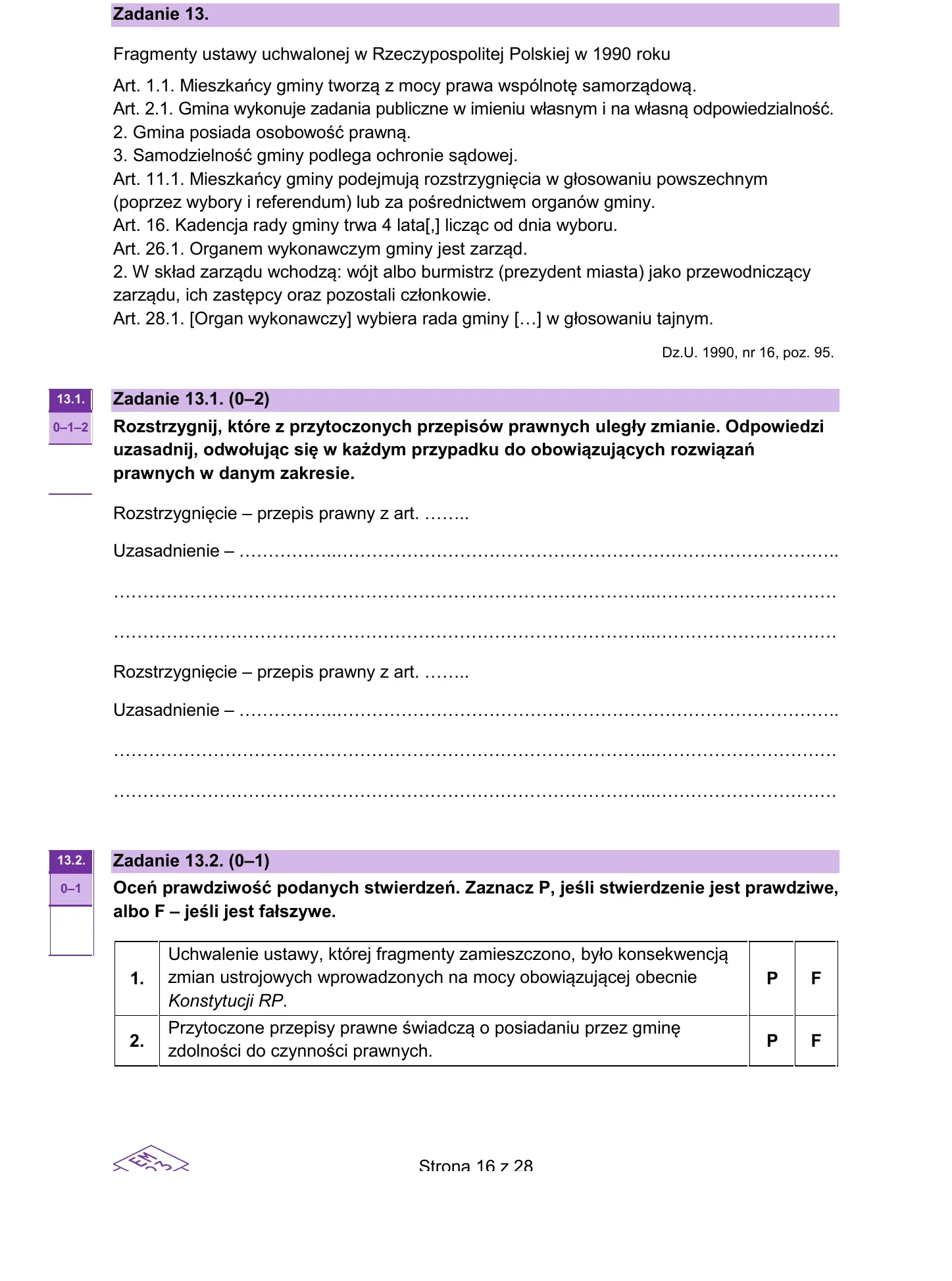 Zadanie 13 — WOS 2024, poziom rozszerzony, arkusz CKE
