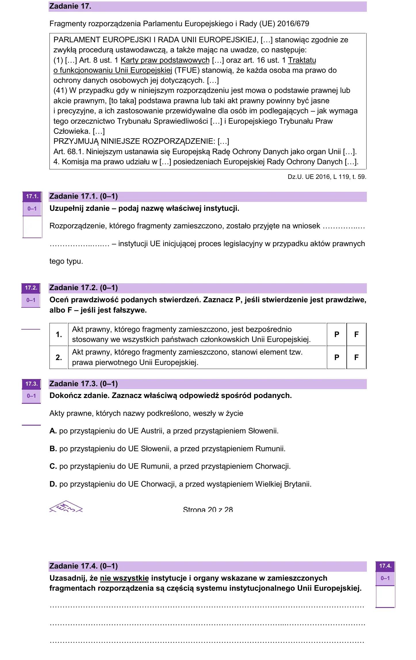 Zadanie 17 — WOS 2024, poziom rozszerzony, arkusz CKE