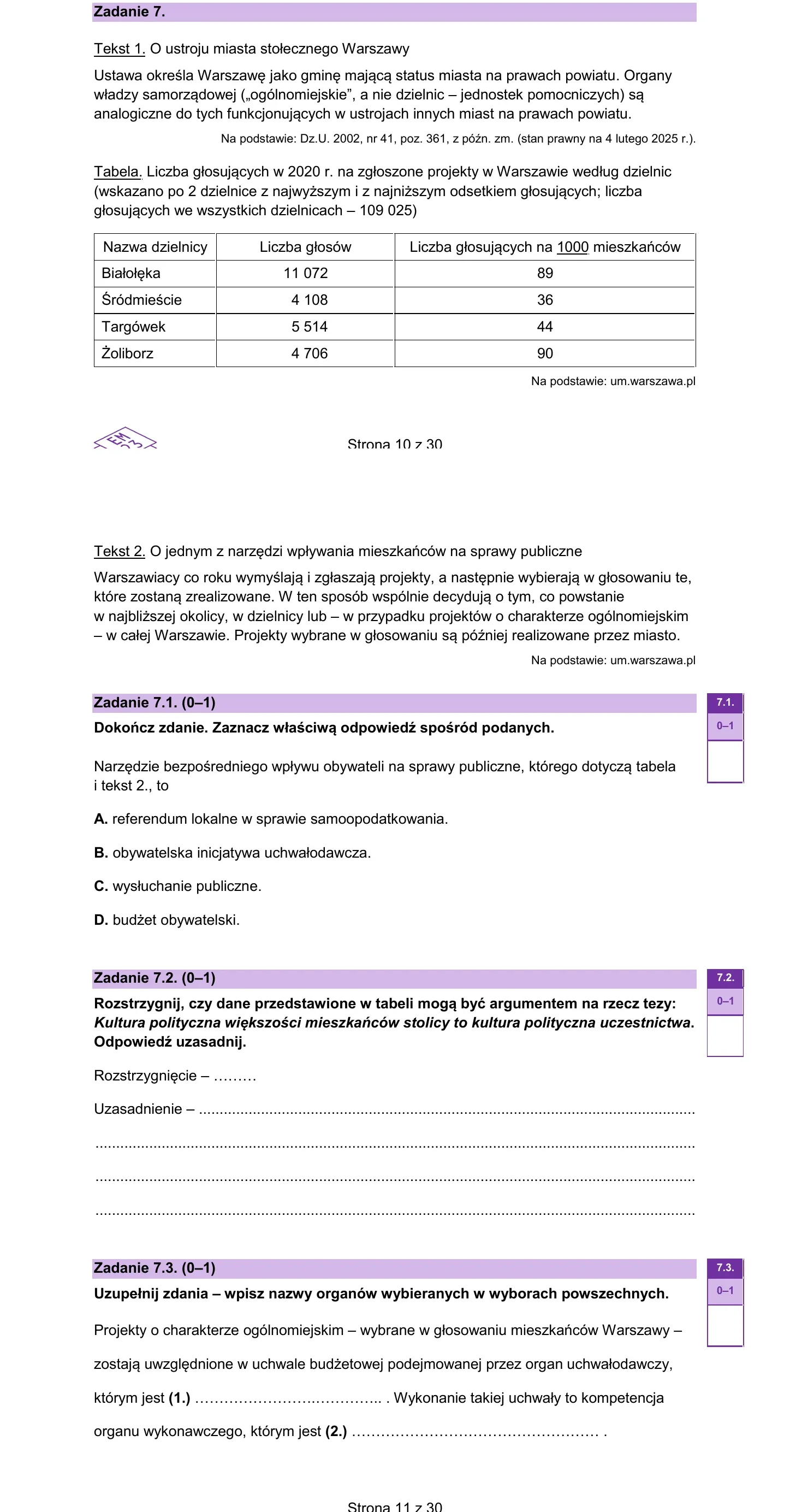 Zadanie 7 — WOS 2025, poziom rozszerzony, arkusz CKE