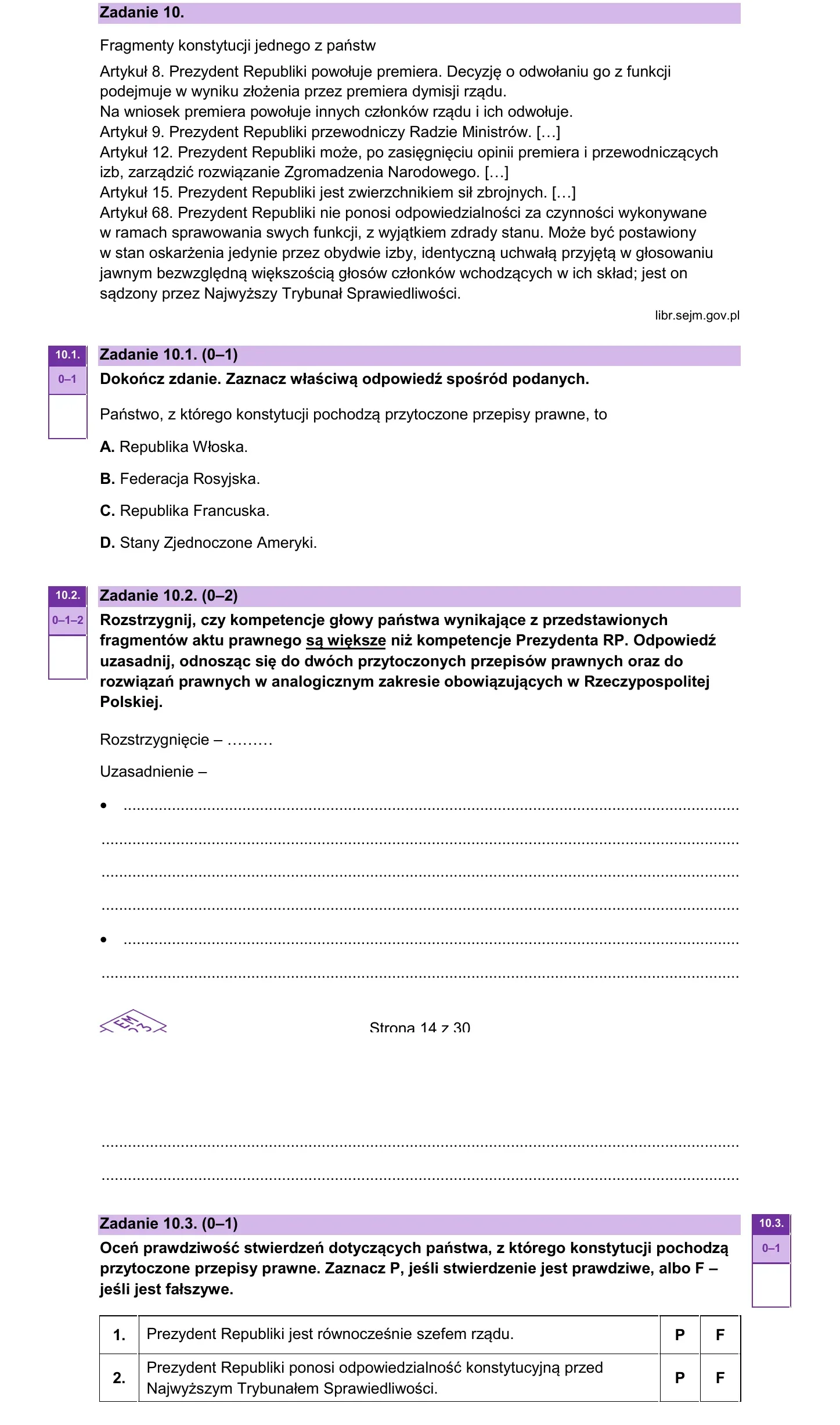 Zadanie 10 — WOS 2025, poziom rozszerzony, arkusz CKE
