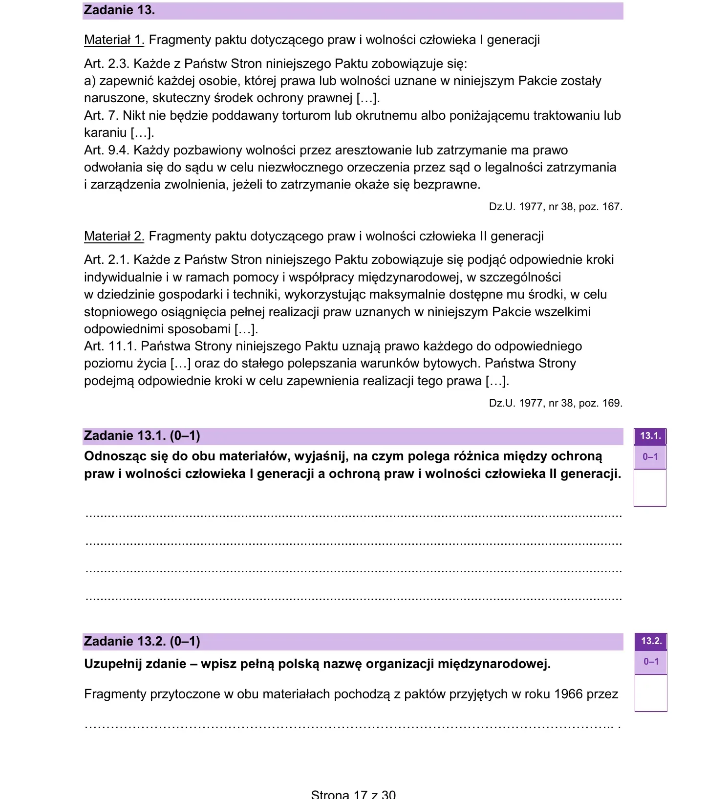Zadanie 13 — WOS 2025, poziom rozszerzony, arkusz CKE