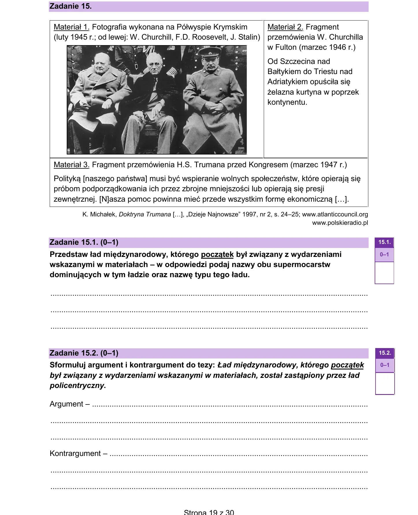 Zadanie 15 — WOS 2025, poziom rozszerzony, arkusz CKE