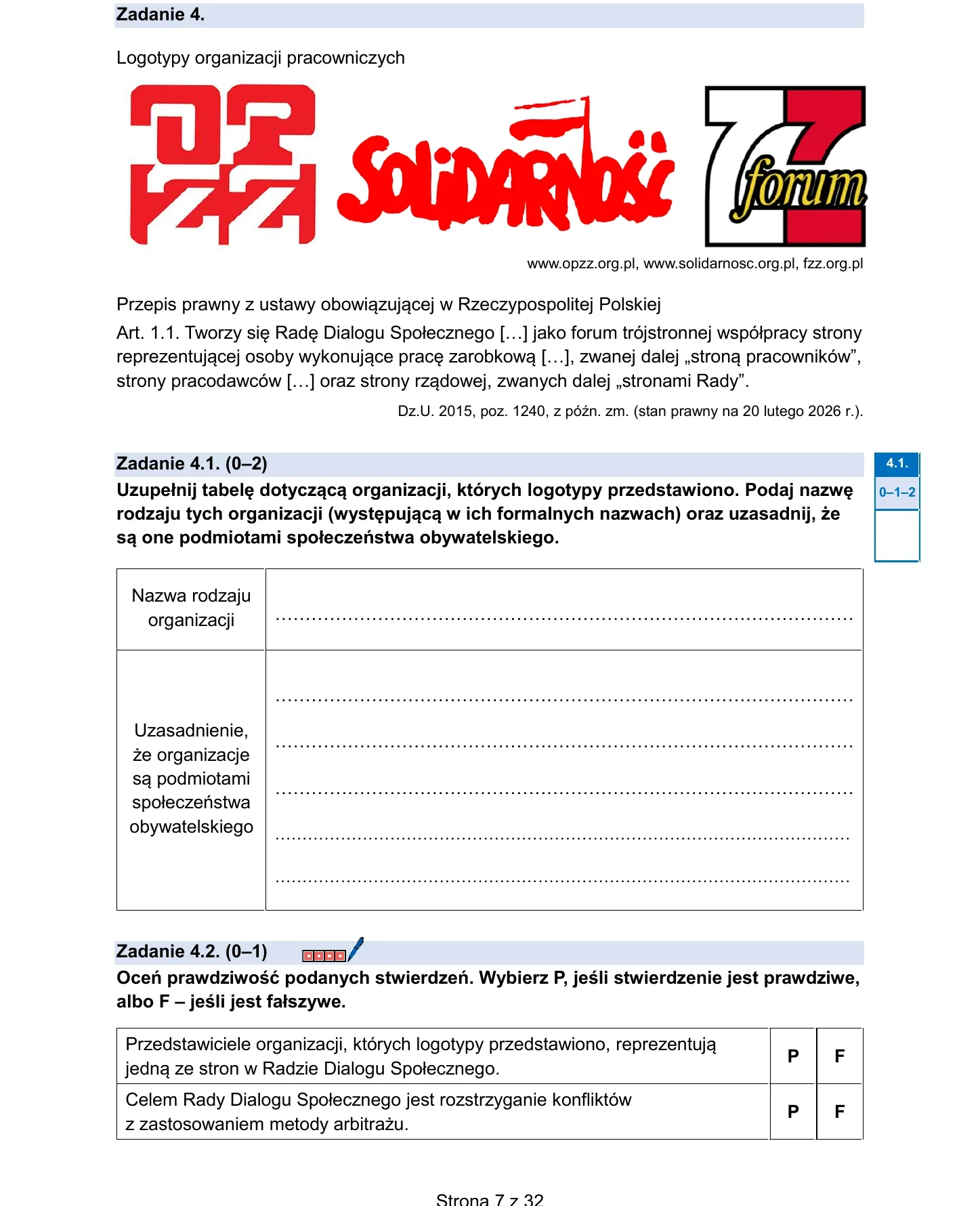 Zadanie 4 — WOS 2026, poziom rozszerzony, arkusz CKE