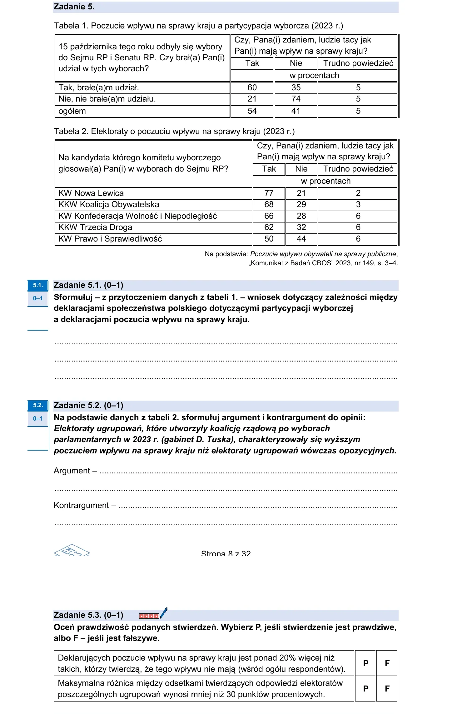 Zadanie 5 — WOS 2026, poziom rozszerzony, arkusz CKE