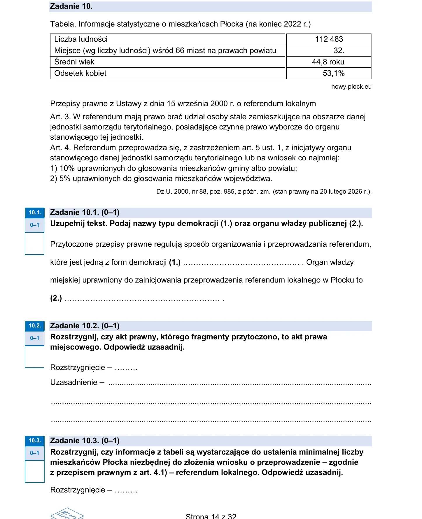 Zadanie 10 — WOS 2026, poziom rozszerzony, arkusz CKE