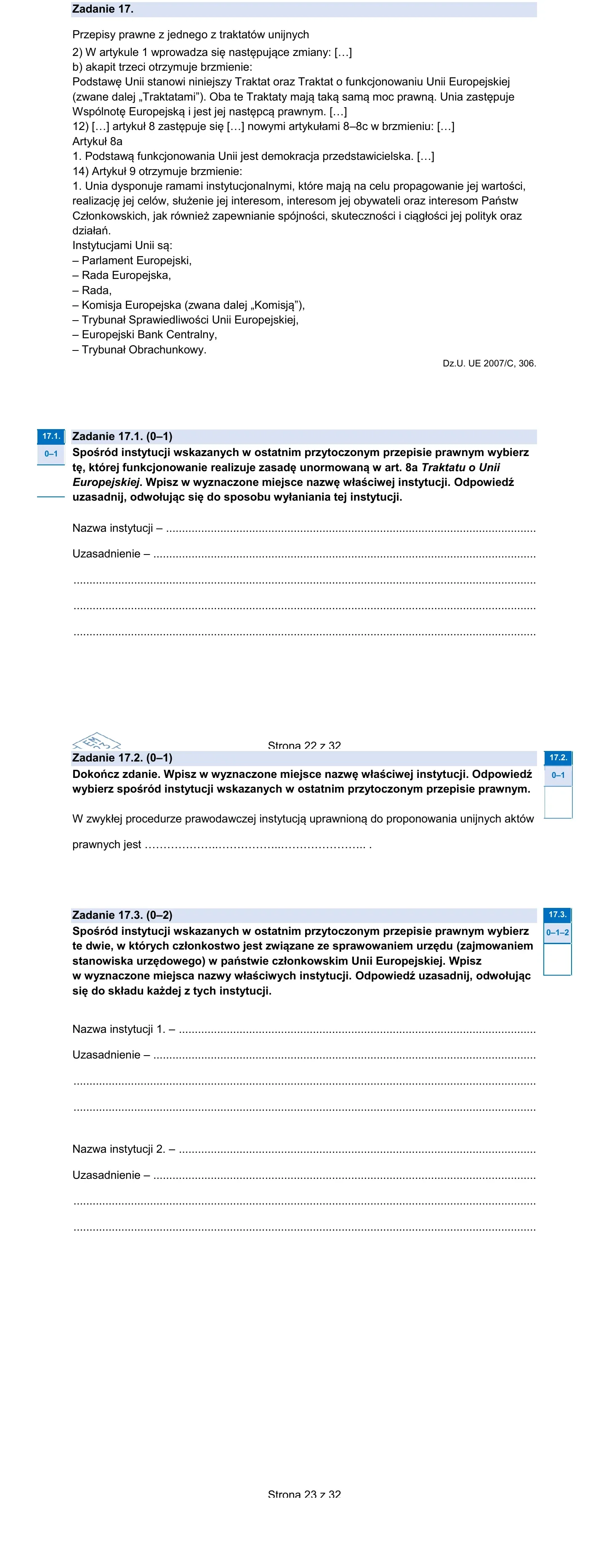 Zadanie 17 — WOS 2026, poziom rozszerzony, arkusz CKE