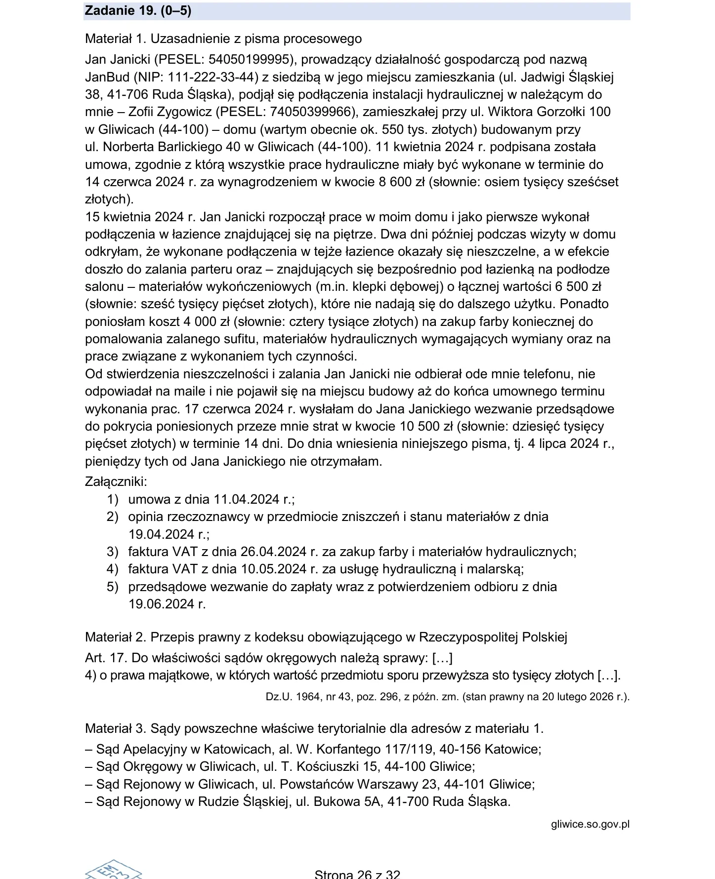 Zadanie 19 — WOS 2026, poziom rozszerzony, arkusz CKE