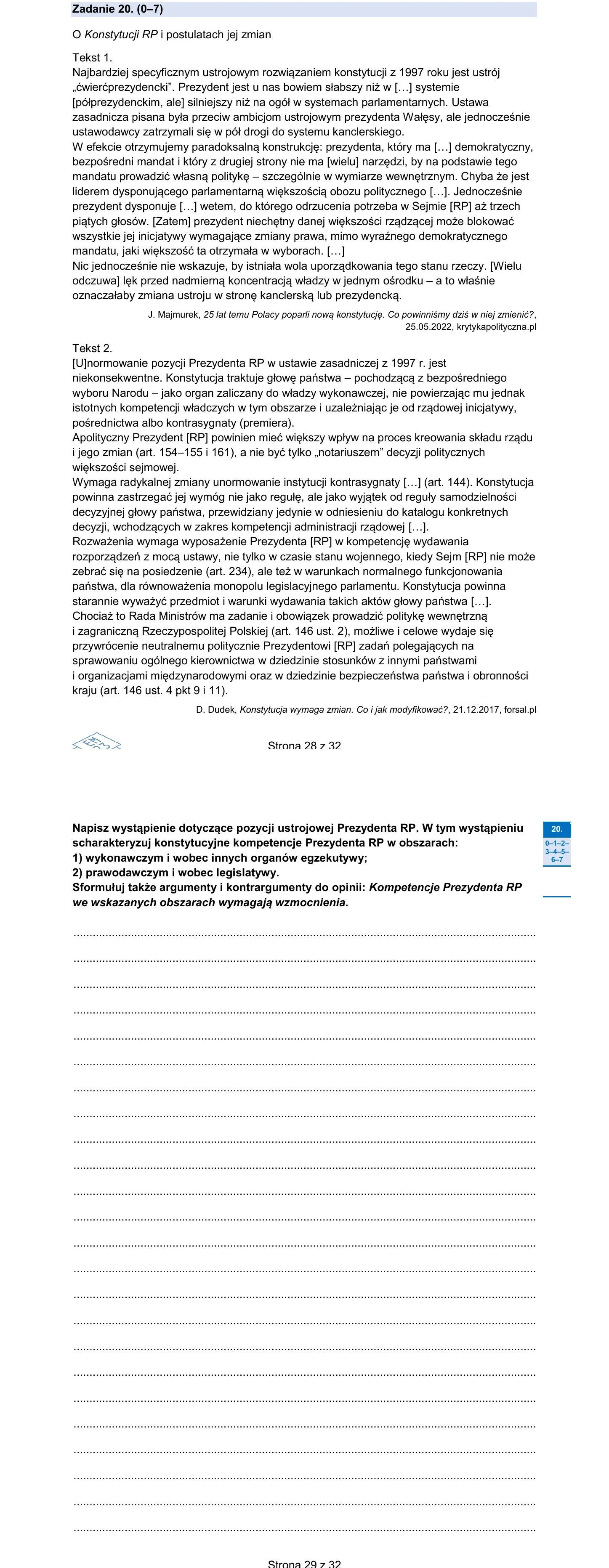 Zadanie 20 — WOS 2026, poziom rozszerzony, arkusz CKE